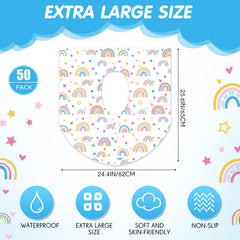 Reginary seat cover unfolded to show large coverage for toilets.