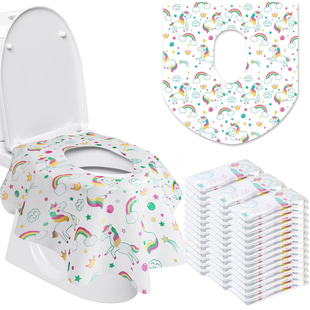 Reginary unicorn toilet seat covers pack provides mess-free travel for kids.