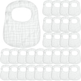 Reginary white muslin bibs bulk-pack ready for daily drool protection and easy outfit changes.