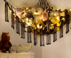 RelaxScene plush storage hammock filled with cozy plushies adds playful nursery decor