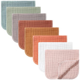 Remagr 8-pack muslin burp cloths in a colorful bundle for everyday protection.