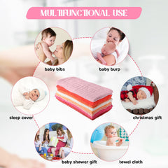 Remagr color assortment of muslin burp cloths for unisex baby outfits.