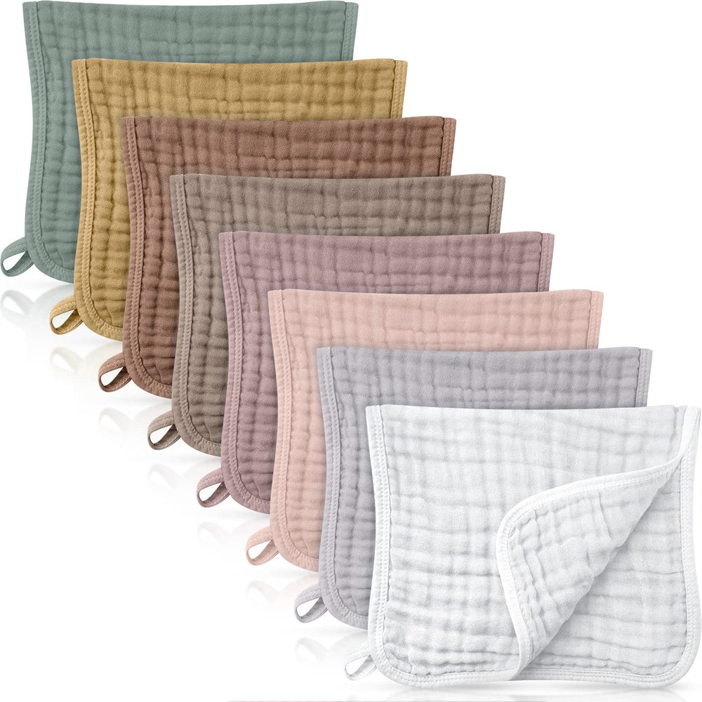 Remagr muslin burp cloths colorful pack closeup shows soft cotton for gentle protection.