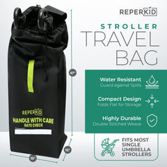 reperkid umbrella stroller bag waterproof material protects gear in rain.