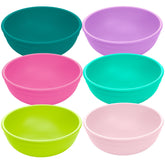 Re-Play 20oz bowls stacked neatly for space-saving kitchen organization.