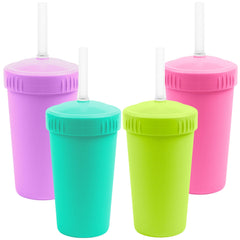 Re-Play Mermaid 10 oz straw cup front view for easy sipping.