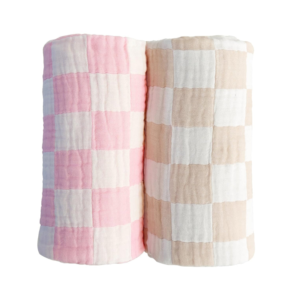 REPRECONF ultra-soft checkered blanket in cream for cozy swaddling and baby comfort