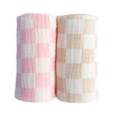 REPRECONF ultra-soft checkered blanket in cream for cozy swaddling and baby comfort