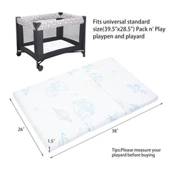 Ressainic Pack and Play mattress folded in tri-fold position for travel