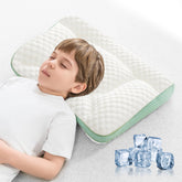 RESTIRY Toddler Pillow front view with cooling dot fabric for breathable sleep.