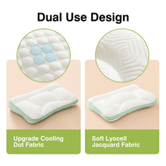 RESTIRY Toddler Pillow side-sleeping shows neck support for growing kids.