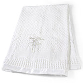Runeaoys baptism blanket with cross-dove embroidery for elegant baptism photos