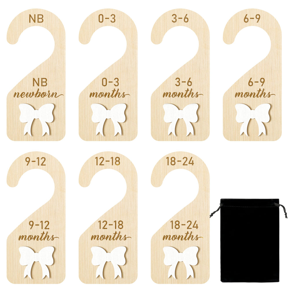 R HORSE wooden dividers with a 3D white bow organize newborn to 24 months.