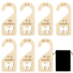 R HORSE wooden dividers with a 3D white bow organize newborn to 24 months.