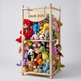Rhyzoray stuffed-animal-storage-organizer front view shows spacious shelves for easy toy sorting.