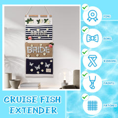 Riakrum 3 pockets hanging organizer closeup, red blue fabric, stores gifts neatly.