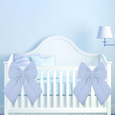 Riceshoot Coquette blue crib bow 11x16 inches ready to tie to crib rails
