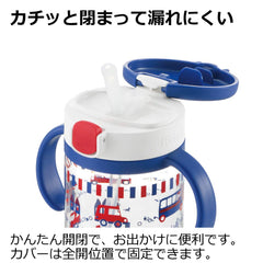 Richell Aqulea outing straw mug 200ml Navy straw-tip design supports smooth sipping.
