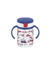 Richell Aqulea outing straw mug 200ml Navy with transparent Tritan body for easy visibility.
