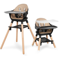 RICUTON 6-in-1 high chair assembly view highlights a durable beech wood frame.