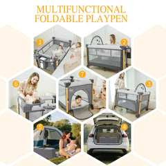 RICUTON foldable pack-n-play ready for travel and easy car storage.