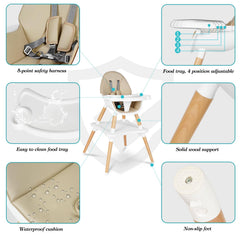 RICUTON wooden highchair tray removable for easy cleaning