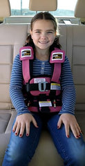 RideSafer small pink vest belt fit in car ensures proper adult belt positioning