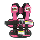 RideSafer small pink vest front view for quick portable child restraint on trips