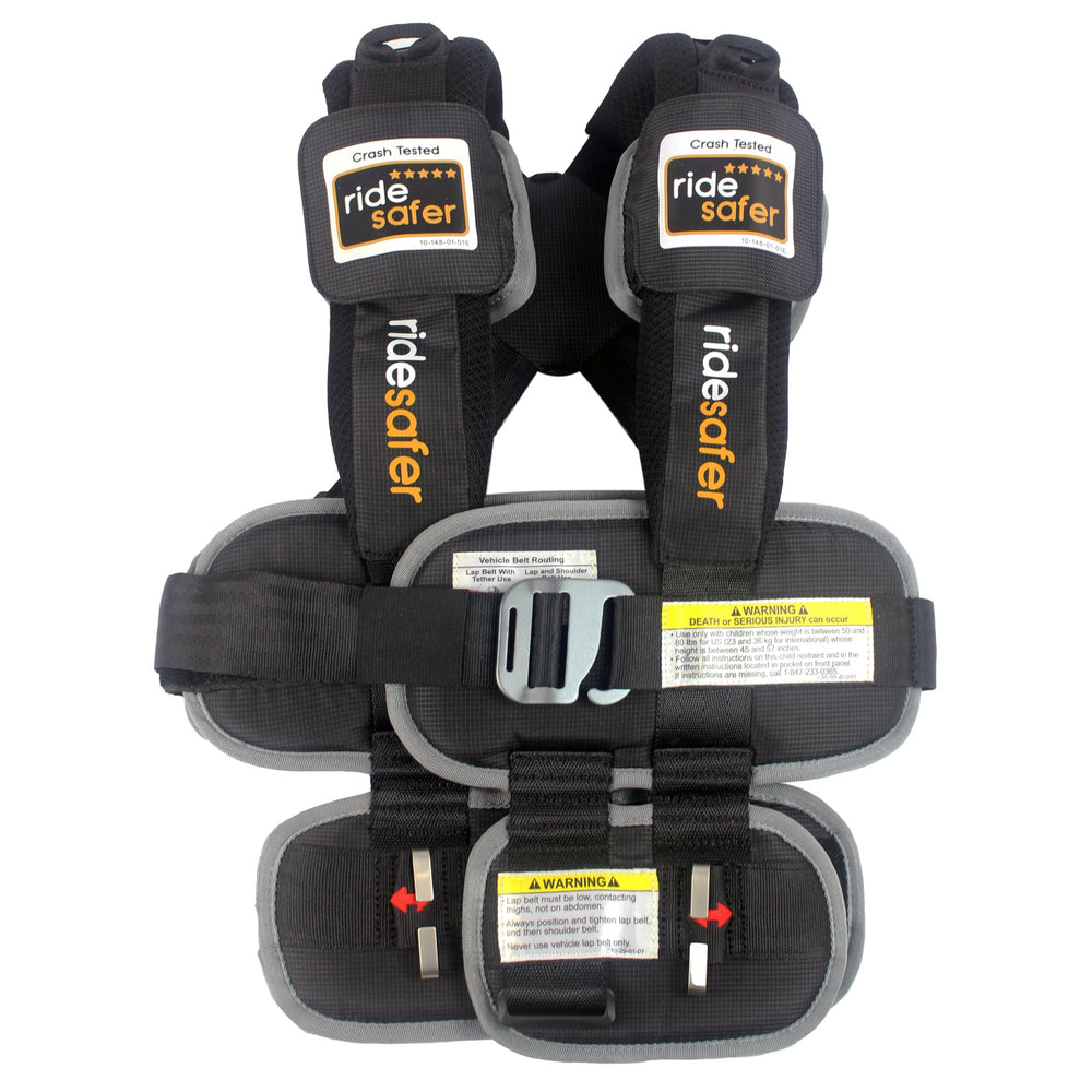 RideSafer XL vest travel-compact demonstrates portable safety for family trips and quick installs on taxis and car shares.