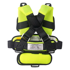 RideSafer XS yellow vest with adjustable straps showing easy fit