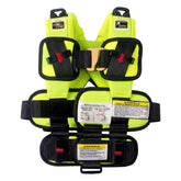 RideSafer XS yellow vest folded for ultra-portable travel convenience