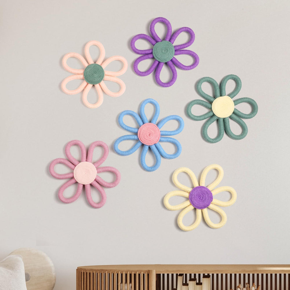 Ripeng boho daisy wall art blue—bright nursery decor sparks cheerful atmosphere and cozy wall accents.