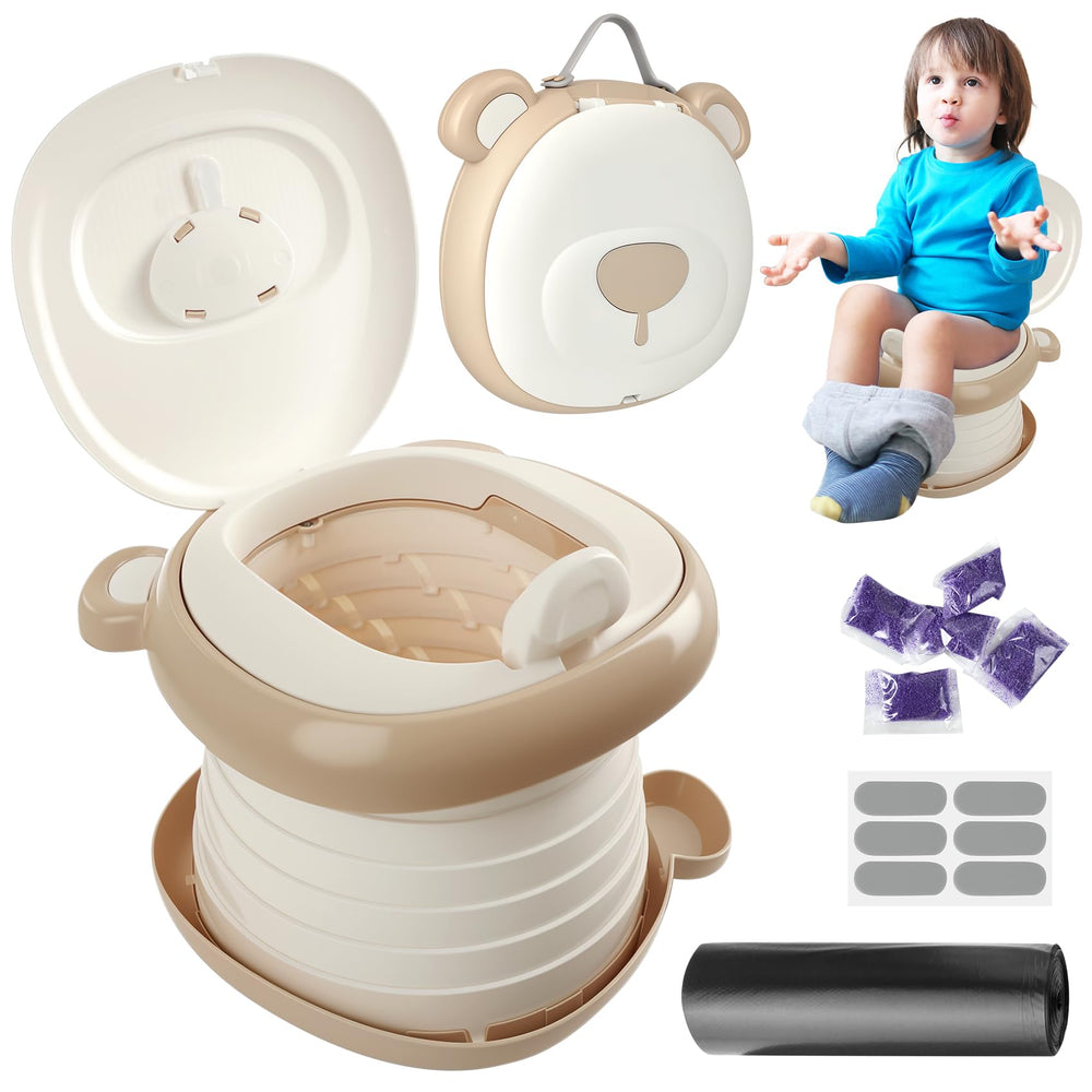 RIRC portable potty seat folded for compact car travel and easy packing