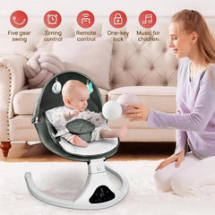 RIVIPLOU swing's 3-point harness keeps baby secure during gentle rocking.