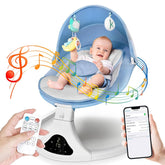 RIVIPLOU smart bluetooth baby swing assembly view highlights easy setup for quick use.