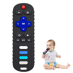 ROBBEAR remote-closeup teether demonstrates safe silicone for soothing gums