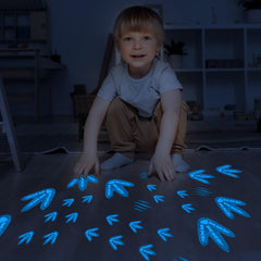 Robmoda dino-tracks nursery blue wall stickers glow softly at night