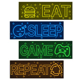Robmoda eat sleep game repeat neon wall stickers glow to enhance gaming room vibes.