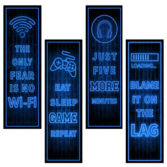 Robmoda Eat Sleep Game decal pack on wall adds playful blue bedroom decor