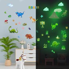 Robmoda glow-in-dark dino decor emits a soft green glow for a gentle nighttime aesthetic.