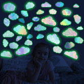 Robmoda glow-in-the-dark colorful clouds wall stickers sheet 1 glows softly for night-time room ambiance.