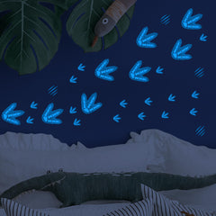 Robmoda peel-stick dinosaur footprints blue for easy decorating without walls damage