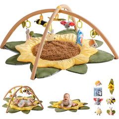 ROBUD Sunflower Play Mat detachable toys collection highlights seven sensory toys