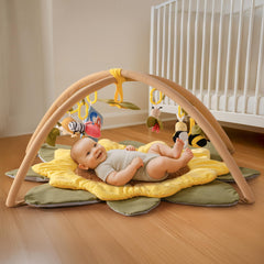 ROBUD Sunflower Play Mat overview shows the 43x43 inch surface for tummy time