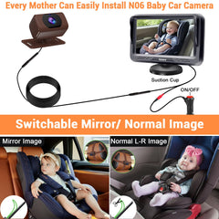 Rohent baby car camera night vision demonstrating clear footage in low light