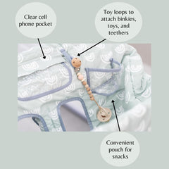 ROKOMO cart cover toy loops to attach toys for on-the-go distraction