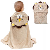 ROMASA baby bath towel hooded lion khaki shows cozy warmth after baths
