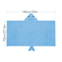 ROMASA blue shark hooded toddler towel hood keeps baby's head warm and hair dry.