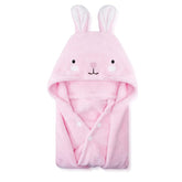 ROMASA toddler hooded bath towel pink rabbit face keeps baby warm and dry after bath.