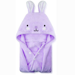 ROMASA toddler hooded bath towel in purple with hood for quick bath-time drying